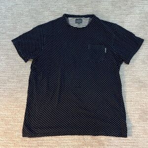 PETER WERTH Polka Dot Navy T Shirt Medium